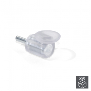 Support pour étagères en verre, D. 3 mm, Acier et plastique, Transparent, 50 ut.