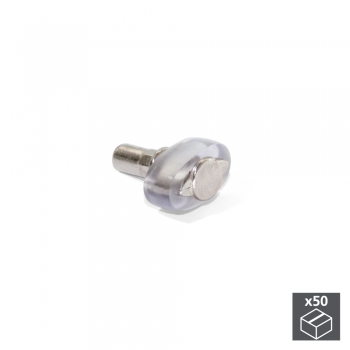 Support pour étagère en verre, D. 5 mm, Plastique et zamak, Nickelé, 50 ut.