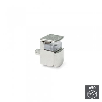 Support pour étagère en verre, D. 5 mm, Plastique et zamak, Nickelé, 50 ut.