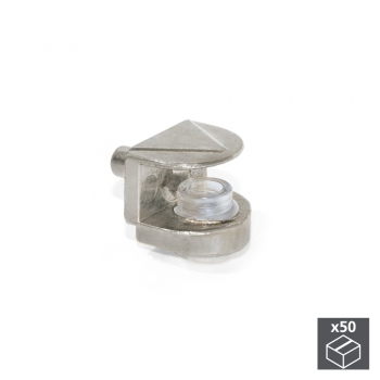 Support pour étagère en verre, D. 5 mm, Plastique et zamak, Nickelé, 50 ut.