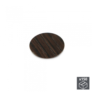 Pastille cache-vis, adhésive, D. 20 mm, Couleur wengué, 150 ut.