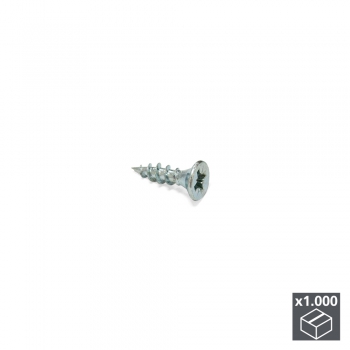 Vis autotaraudeuse, à tête plate Pozidrive, D. 3.5 mm, 16 mm, Acier, Zingué, 1.000 ut.