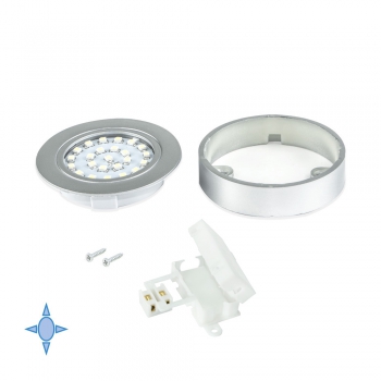 Spot LED avec support, D. 65 mm, Lumière blanc froid, Plastique, Gris métallisé