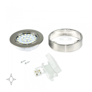 Spot LED, D. 65 mm, avec support, Lumière blanc natural, Plastique, Nickel satiné