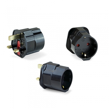 Adaptateur prise UE pour UK, Plastique, Noir