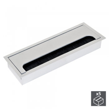 Passe-câbles table, rectangulaire, 269 x 80 mm, à encastrer, Aluminium, Anodisé mat, 5 ut.