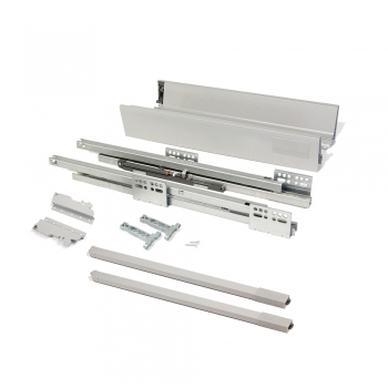 Kit de tiroir Vantage-Q, hauteur 141mm, prof. 400 mm, avec tringles de rehausse, fermeture amortie, Acier, Gris métallisé