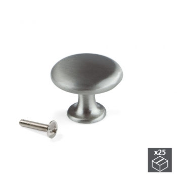 Poignée pour meuble, D. 31 mm, Zamak, Nickel satiné, 25 ut.