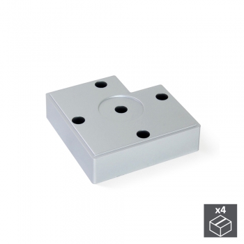 Pied pour meubles, hauteur 15 mm, Plastique, Gris métalisé, 4 pcs.