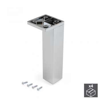 Pied pour meubles, coin, réglable 140 - 150 mm, Plastique, Chromé, 4 u.
