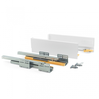 Kit de tiroir pour cuisine Concept, hauteur 105 mm, prof. 350 mm, fermeture amortie, Acier, Blanc