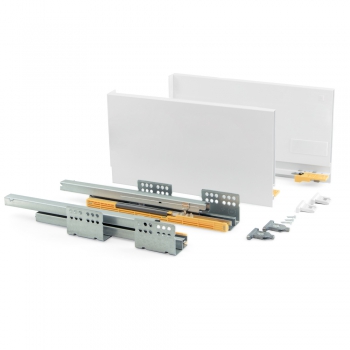 Kit de tiroir pour cuisine Concept, hauteur 185 mm, prof. 500 mm, fermeture amortie, Acier, Blanc