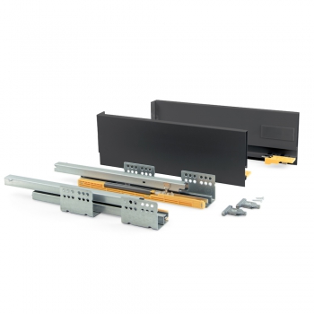 Kit de tiroir pour cuisine Concept, hauteur 138 mm, prof. 500 mm, fermeture amortie, Acier, Gris anthracite