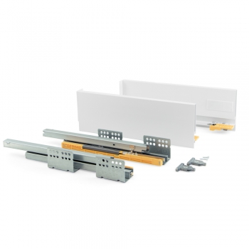 Kit de tiroir pour cuisine Concept, hauteur 138 mm, prof. 300 mm, fermeture amortie, Acier, Blanc