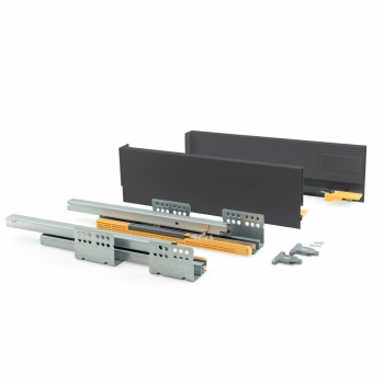 Kit de tiroir pour cuisine Concept, hauteur 105 mm, prof. 300 mm, fermeture amortie, Acier, Gris anthracite
