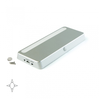 Luminaire LED rechargeable, détecteur de mouvement, Lumière blanc naturel, Plastique, Gris métallisé