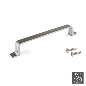 Poignée pour meuble, entraxe 128 mm, Zamak, Nickel satiné, 20 ut.