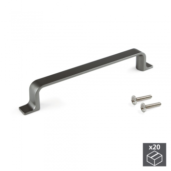 Poignée pour meuble, entraxe 128 mm, Zamak, Couleur titane, 20 ut.