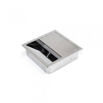 Passe-câbles table, carré, 85 x 85 mm, pour encastrer, Plastique, Chromé