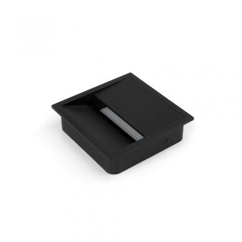 Passe-câbles table, carré, 85 x 85 mm, pour encastrer, Plastique, Noir