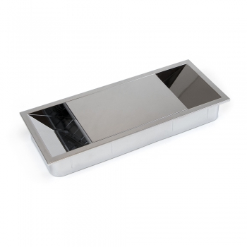Passe-câbles table, rectangulaire, 152 x 61 mm, pour encastrer, Plastique, Chromé