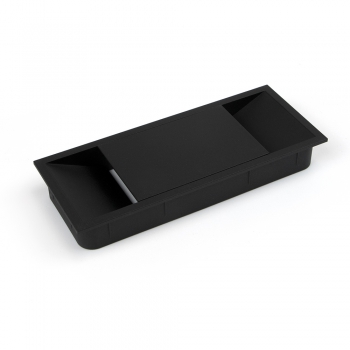 Passe-câbles table, rectangulaire, 152 x 61 mm, pour encastrer, Plastique, Noir