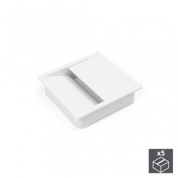 Passe-câbles table, carré, 85 x 85 mm, pour encastrer, Plastique, Blanc, 5 un.