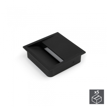 Passe-câbles table, carré, 85 x 85 mm, pour encastrer, Plastique, Noir, 5 un.