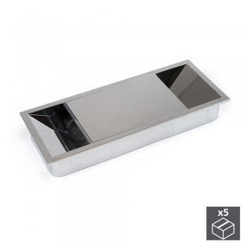 Passe-câbles table, rectangulaire, 152 x 61 mm, pour encastrer, Plastique, Chromé, 5 un.