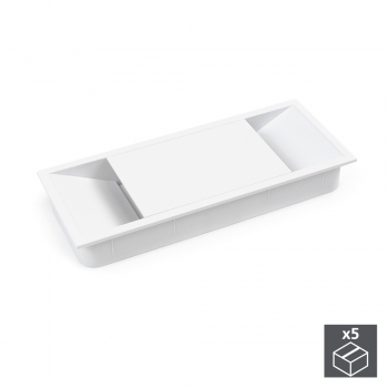Passe-câbles table, rectangulaire, 152 x 61 mm, pour encastrer, Plastique, Blanc, 5 un.