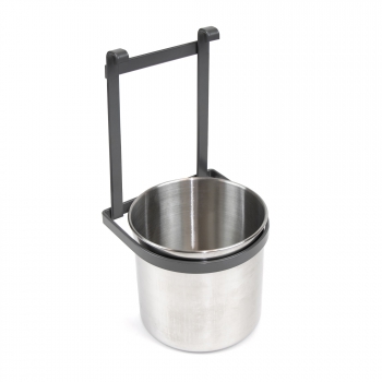Porte-couverts de cuisine, avec seau chromé, à accrocher, acier, gris anthracite.
