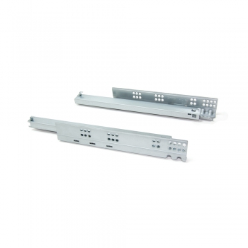 Paire de coulisses invisibles pour tiroirs, à roulettes, 240 mm, sortie totale, système push, Zingué