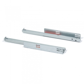 Paire de coulisses invisibles pour tiroirs, à roulettes, 240 mm, sortie partielle, système push, Zingué
