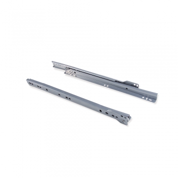 Paire de coulisses à roulettes pour tiroirs, fermeture avec chute, 550 mm, sortie partielle, Gris métallisé