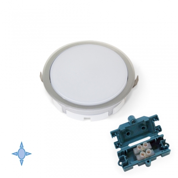 Spot LED, D. 85 mm, à encastrer, Lumière blanc froid, Plastique, Gris métallisé
