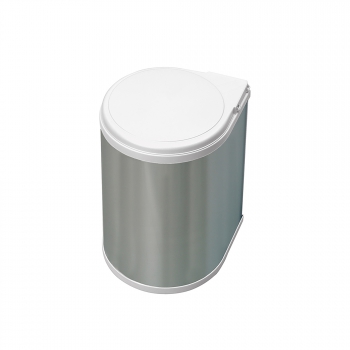 Poubelle de recyclage, 13L, fixation sur porte, ouverture couvercle automatique, Plastique, finition acier inoxydable