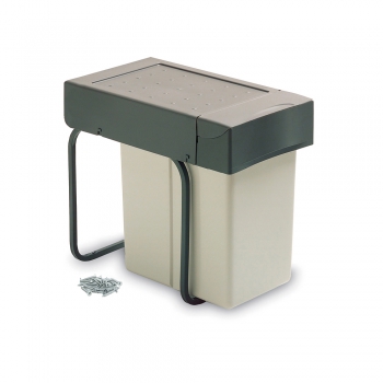 Poubelle de recyclage, 20 L, fixation inférieure, couvercle automatique, Plastique, Gris