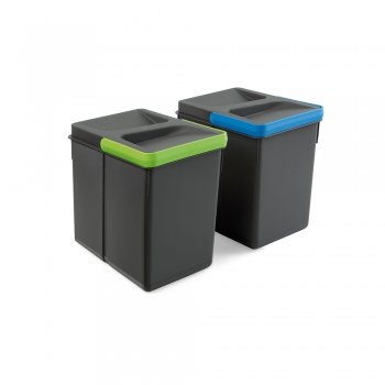 Poubelles pour tiroir de cuisine, hauteur 216 mm, 6L, Gris antracite, 2 u.