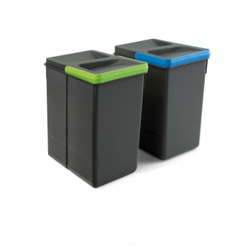 Poubelles pour tiroir de cuisine, hauteur 266 mm, 7L, Gris antracite, 2 u.