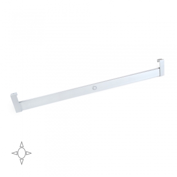 Barre de penderie pour armoire avec lumière LED, réglable 408-558 mm, 2,6 W-12V DC, détecteur de mouvement, Lumière Blanc naturel, Aluminium, Anodisé mat