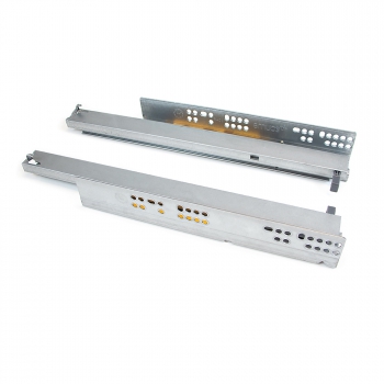 Paire de coulisses invisibles pour tiroirs, à roulettes, 450 mm, sortie totale, système push, Zingué
