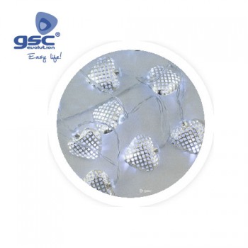 Guirlande LED en forme de coeur argentées Ref 5204472
